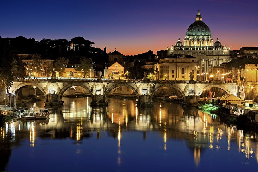 Saint Peter's Square Rome Night View Photograph Print 100% Australian Made