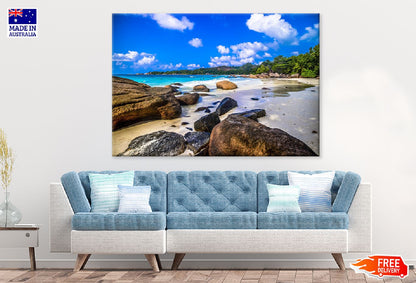 Rocky Greenery Sea Praslin Island View Photograph Print 100% Australian Made