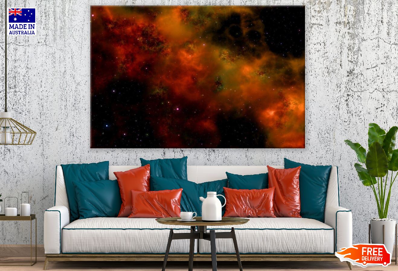 Orange Red Abstract Design Print 100% Australian Made