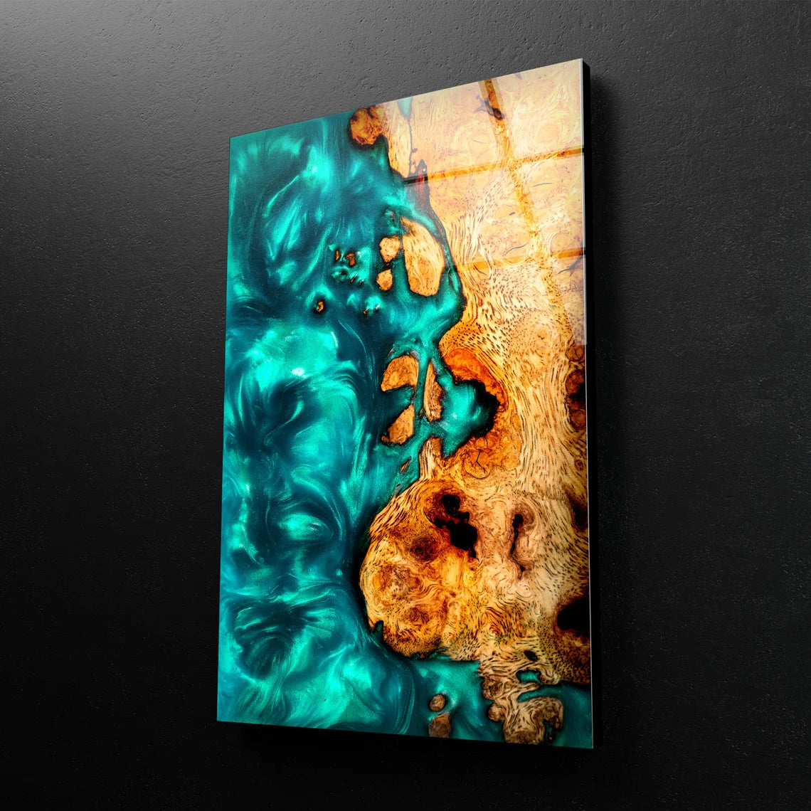Green Resin & Wood Design Photograph Acrylic Glass Print Tempered Glass Wall Art 100% Made in Australia Ready to Hang