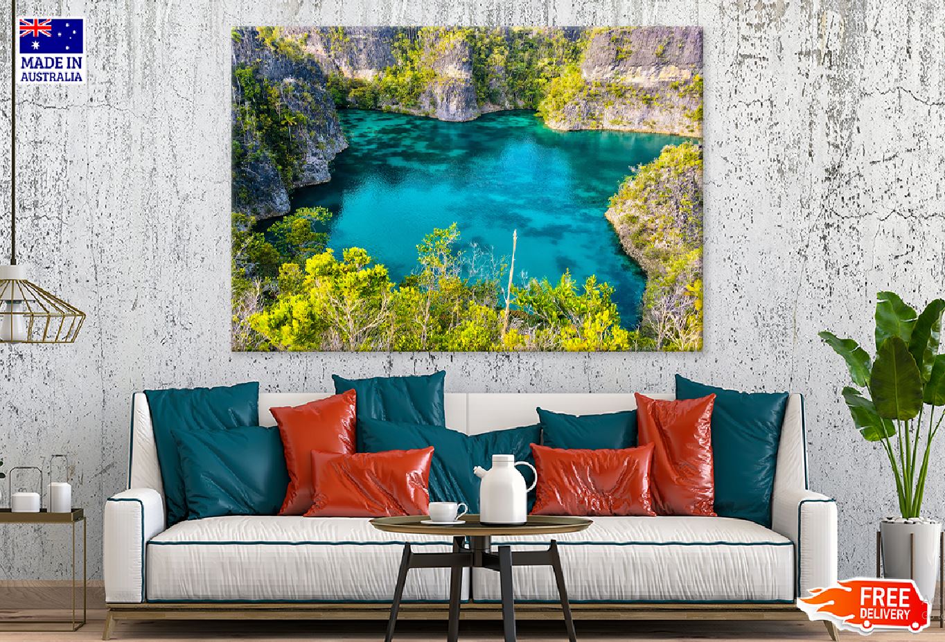 Exotic Pond Rocky Scenery View Photograph Print 100% Australian Made