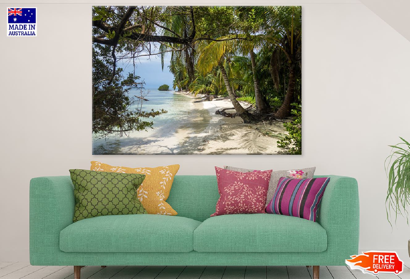 Palm Trees & Forest Near Sea Photograph Print 100% Australian Made