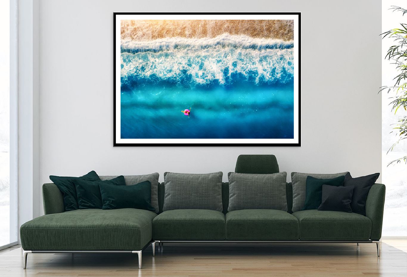 Girl on Swim Ring Sea Aerial View Photograph Home Decor Premium Quality Poster Print Choose Your Sizes