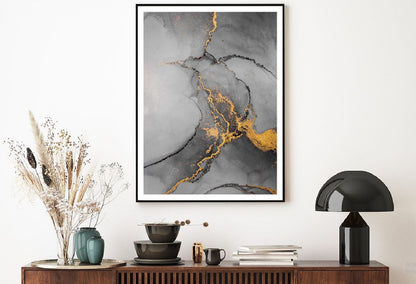 Black & Dark Gold Splash Abstract Design Home Decor Premium Quality Poster Print Choose Your Sizes
