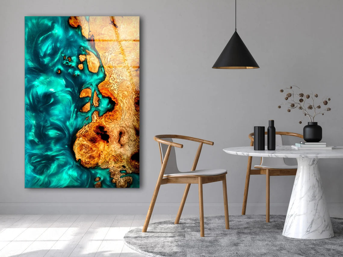 Green Resin & Wood Design Photograph Acrylic Glass Print Tempered Glass Wall Art 100% Made in Australia Ready to Hang