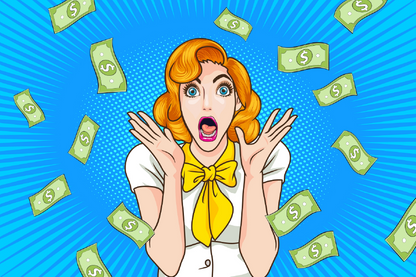 Girl Screaming & Money Floating Illustration Print 100% Australian Made
