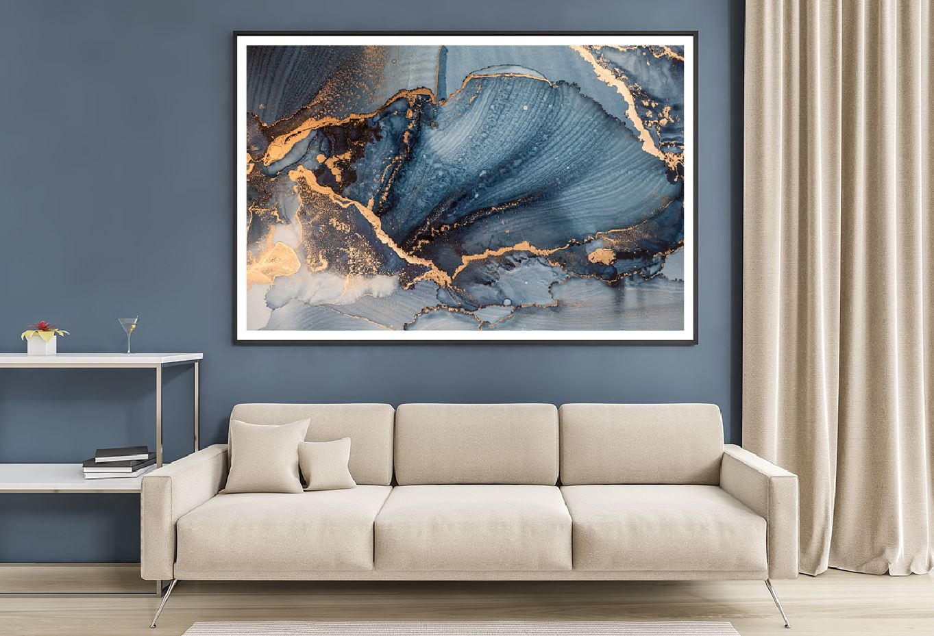 Blue Green & Gold Splash Abstract Design Home Decor Premium Quality Poster Print Choose Your Sizes