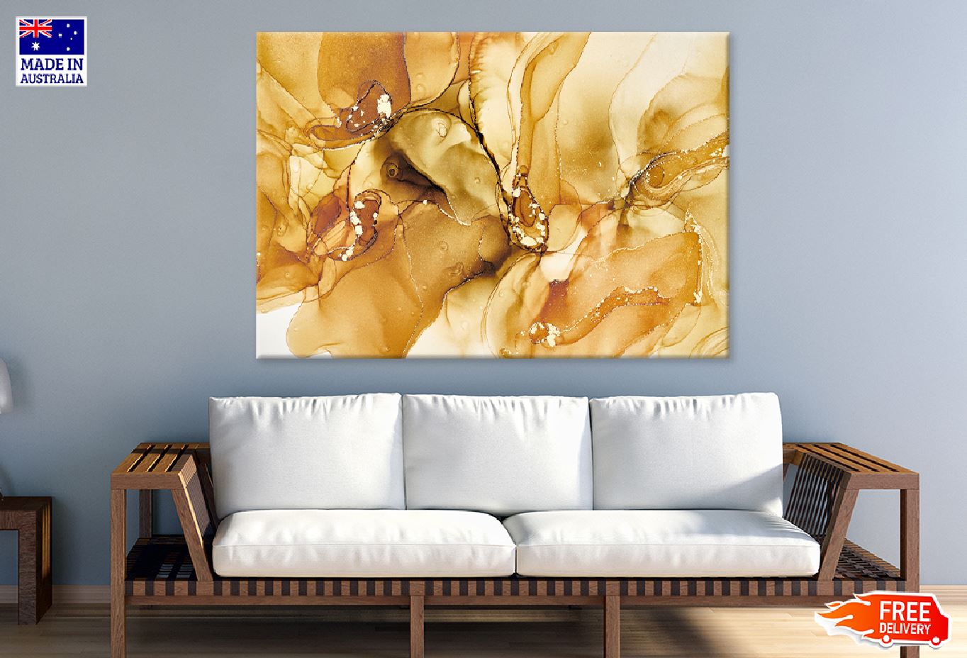 Golden Marble Texture Abstract Design Print 100% Australian Made