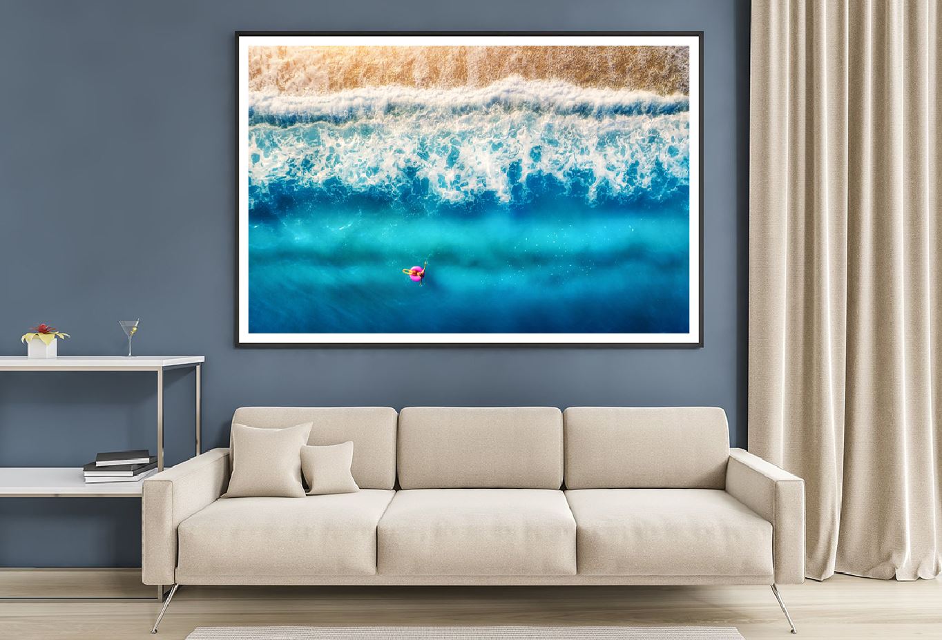 Girl on Swim Ring Sea Aerial View Photograph Home Decor Premium Quality Poster Print Choose Your Sizes