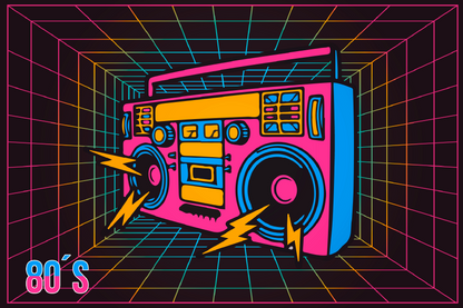 80's Retro Radio Illustration Print 100% Australian Made