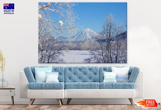 Snow Covered Forest & Mountain Scenery Photograph Print 100% Australian Made