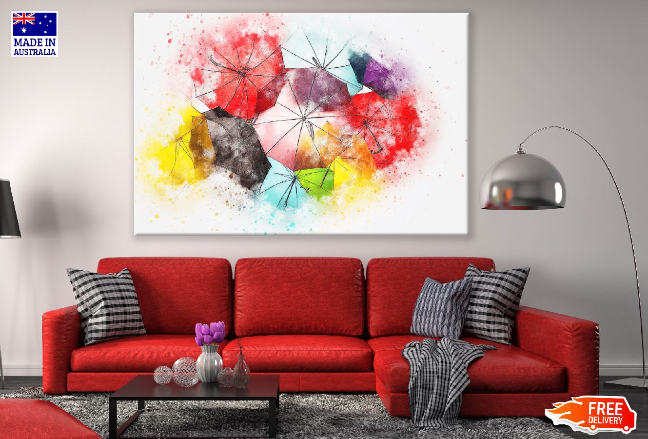Colorful Umbrella Abstract Design Print 100% Australian Made