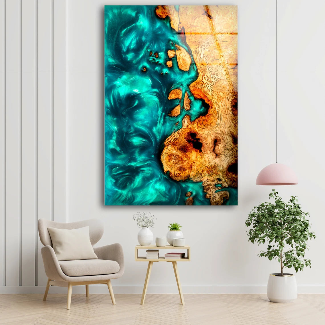 Green Resin & Wood Design Photograph Acrylic Glass Print Tempered Glass Wall Art 100% Made in Australia Ready to Hang