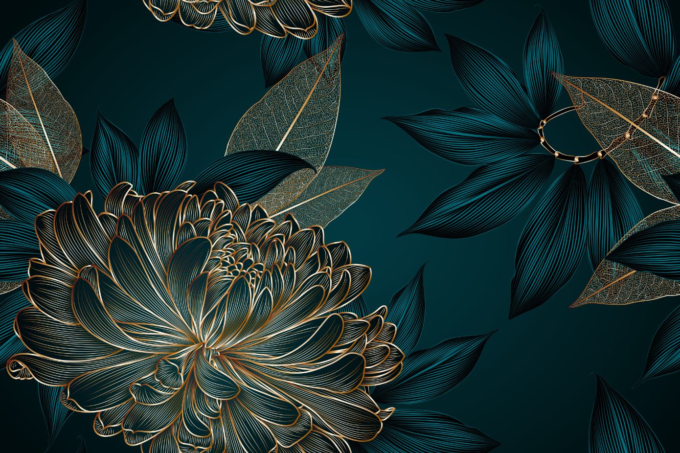 Gold & Blue Floral Design Print 100% Australian Made