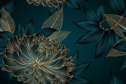 Gold & Blue Floral Design Print 100% Australian Made