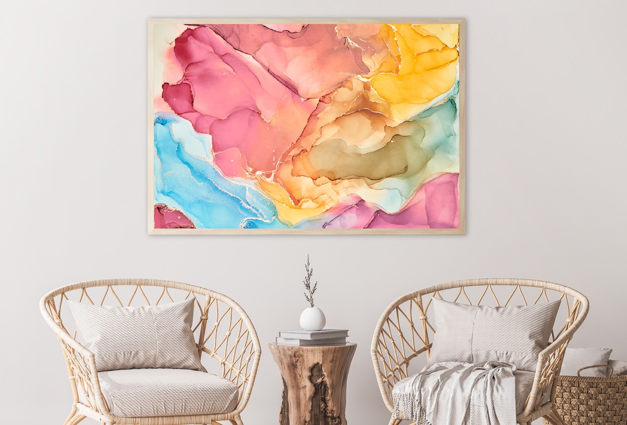 Pink Blue Yellow & Green Abstract Design Home Decor Premium Quality Poster Print Choose Your Sizes