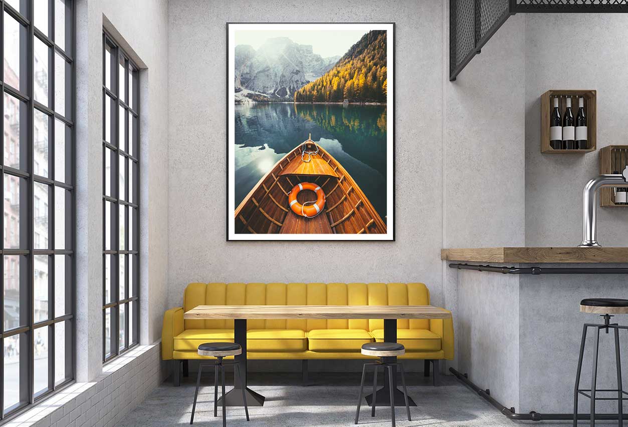 Wooden Rowing Boat View on South Tyrol Photograph Home Decor Premium Quality Poster Print Choose Your Sizes