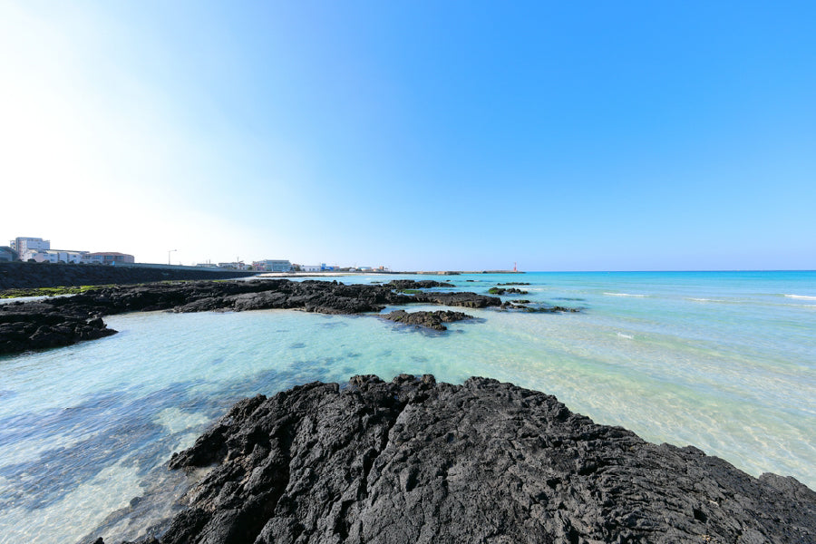 Rocks on Sea with Blue Sky Scenery View Photograph Print 100% Australian Made