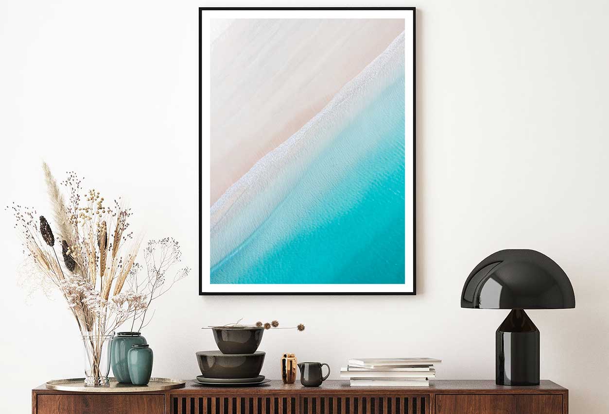Clear Blue Beach Waves on Sand Aerial Photograph Home Decor Premium Quality Poster Print Choose Your Sizes
