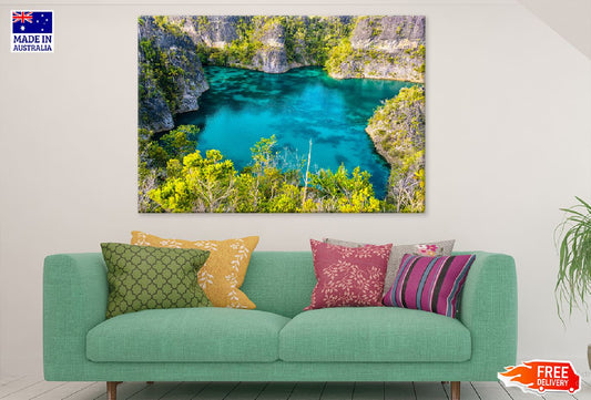 Exotic Pond Rocky Scenery View Photograph Print 100% Australian Made