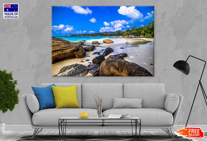 Rocky Greenery Sea Praslin Island View Photograph Print 100% Australian Made