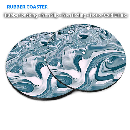 Blue Gold Lines Fluid Abstract Coasters Wood & Rubber - Set of 6 Coasters