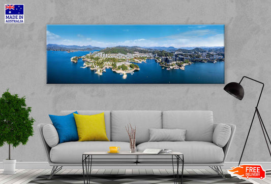 Panoramic Canvas Qiandao Lake & City View Photograph High Quality 100% Australian Made Wall Canvas Print Ready to Hang