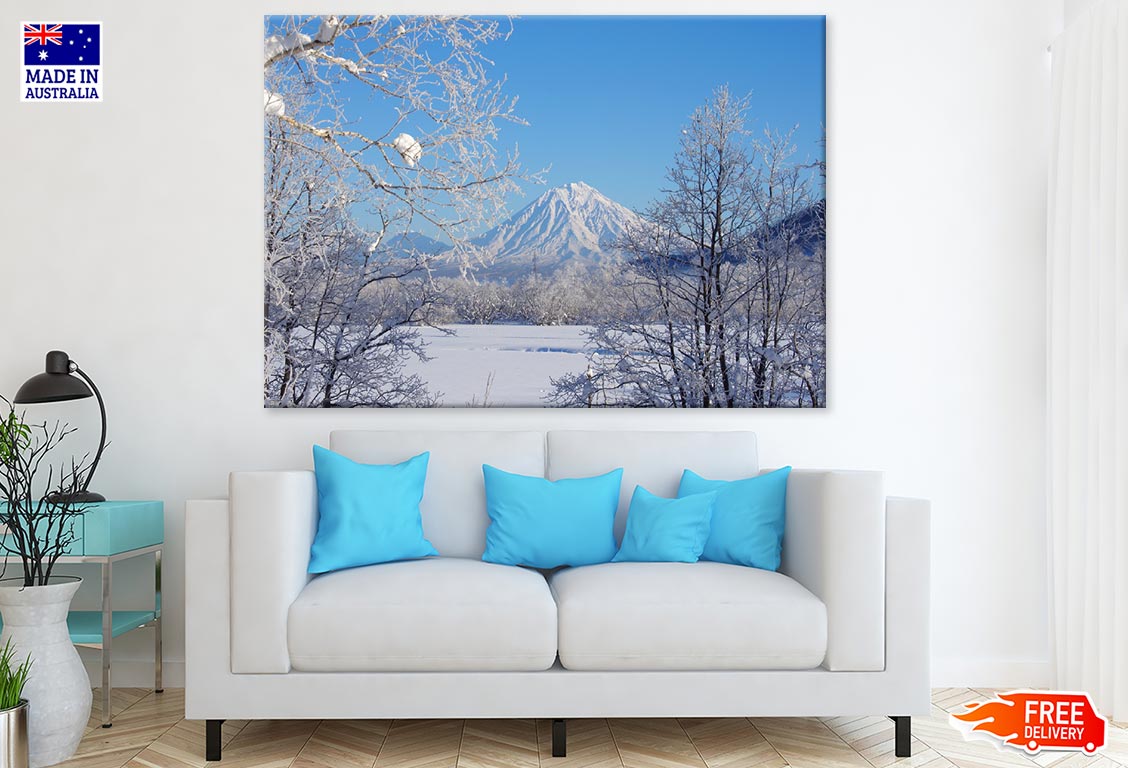 Snow Covered Forest & Mountain Scenery Photograph Print 100% Australian Made