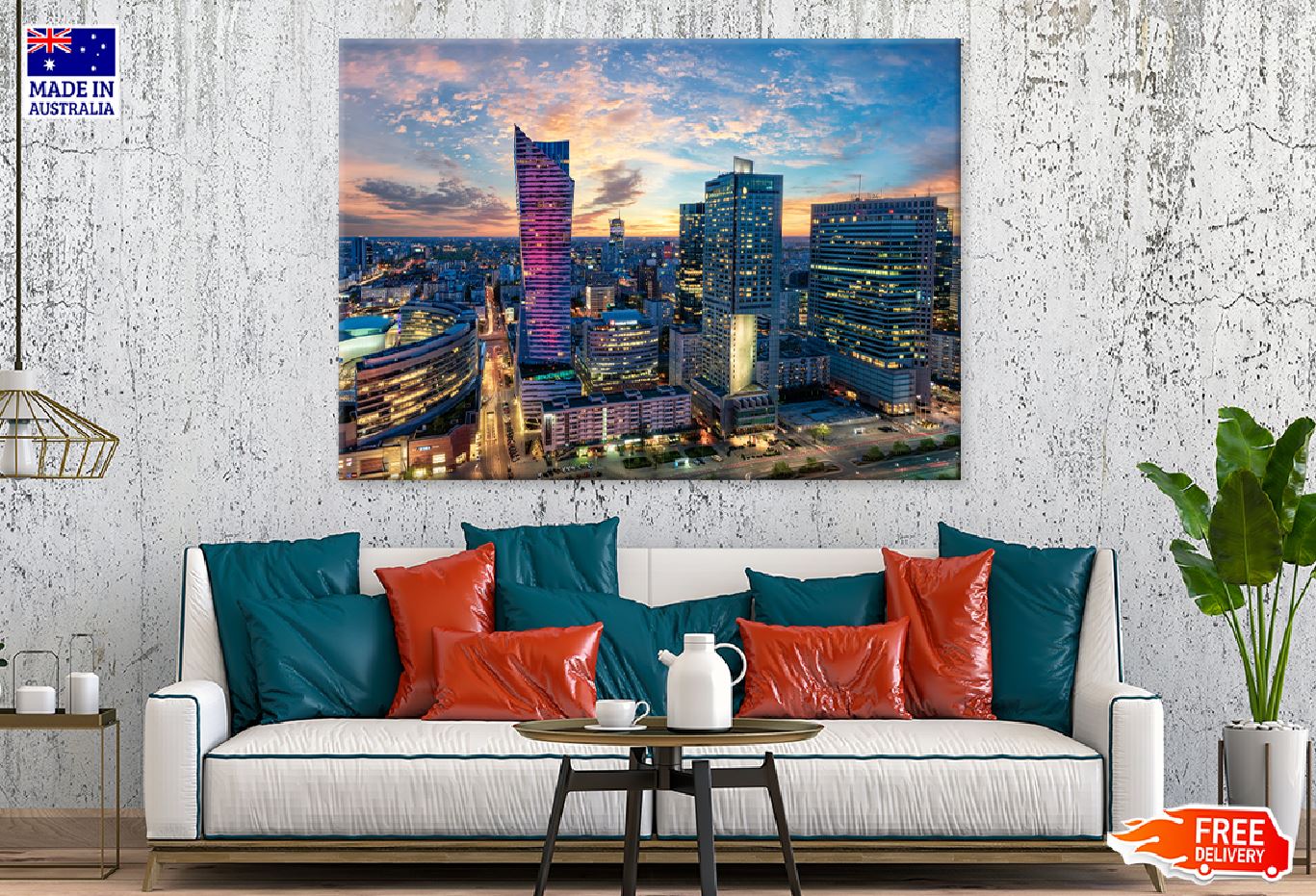 Warsaw City Sunset View Photograph Print 100% Australian Made