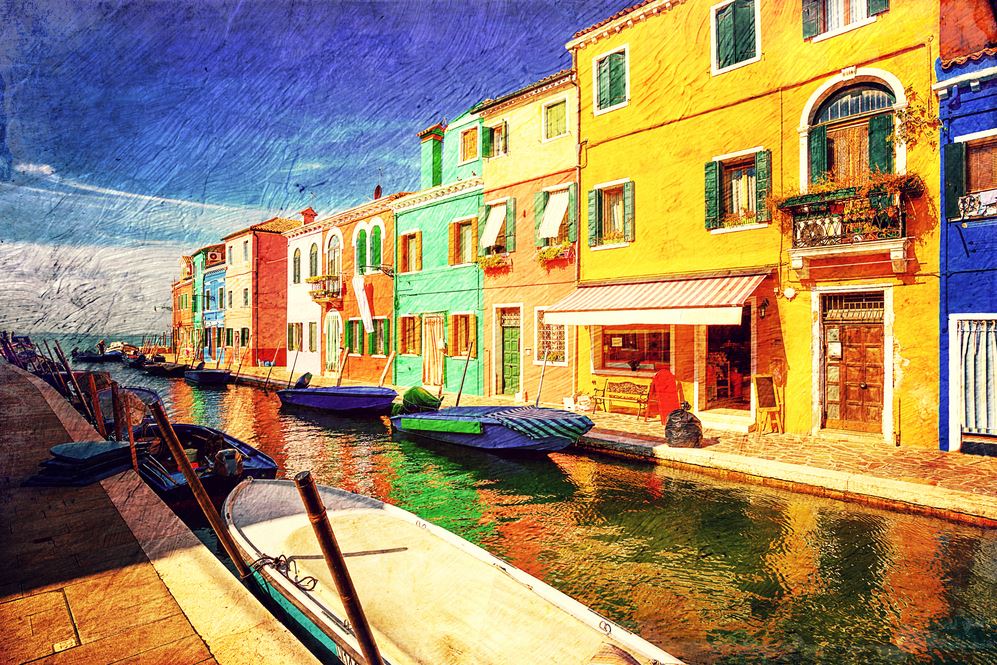 Buildings Near Canal Oil Painting Home Decor Premium Quality Poster Print Choose Your Sizes