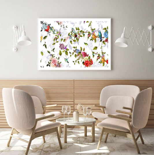 Birds & Flowers Watercolor Paint Home Decor Premium Quality Poster Print Choose Your Sizes