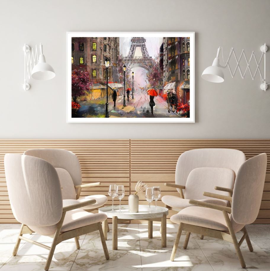 Eiifel Tower & Street Oil Paint Home Decor Premium Quality Poster Print Choose Your Sizes