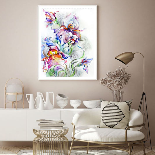 Colorful Flowers Watercolor Paint Home Decor Premium Quality Poster Print Choose Your Sizes