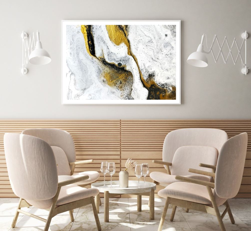 Gold Black & White Abstract Art Home Decor Premium Quality Poster Print Choose Your Sizes