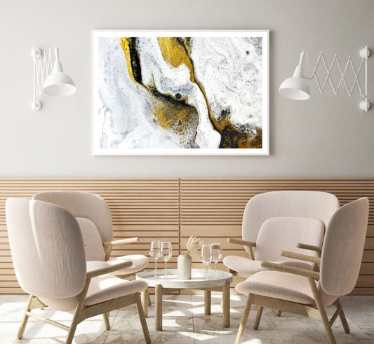Gold Black & White Abstract Art Home Decor Premium Quality Poster Print Choose Your Sizes