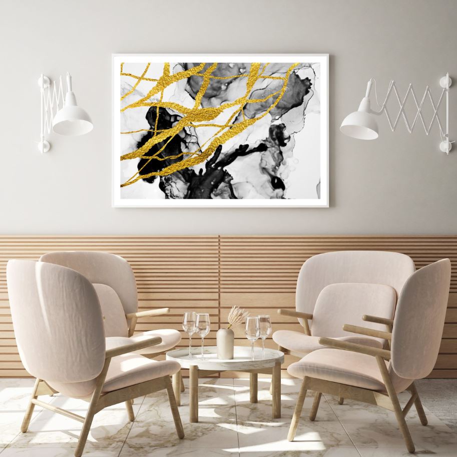Black & Gold Abstract Design Home Decor Premium Quality Poster Print Choose Your Sizes