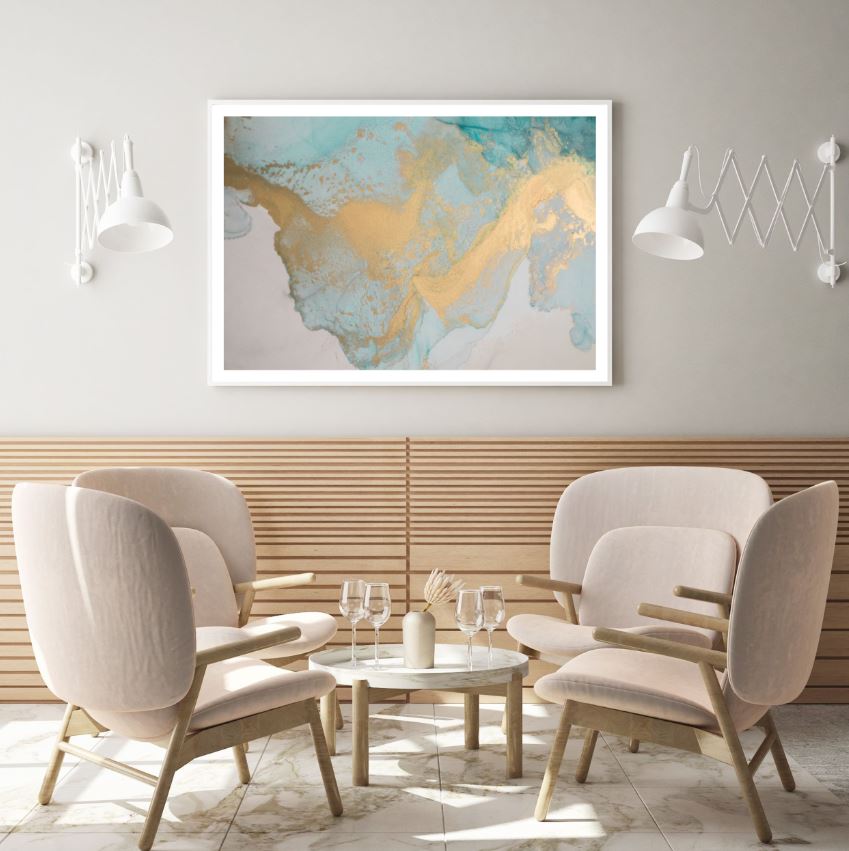 Blue & Gold Abstract Design Home Decor Premium Quality Poster Print Choose Your Sizes