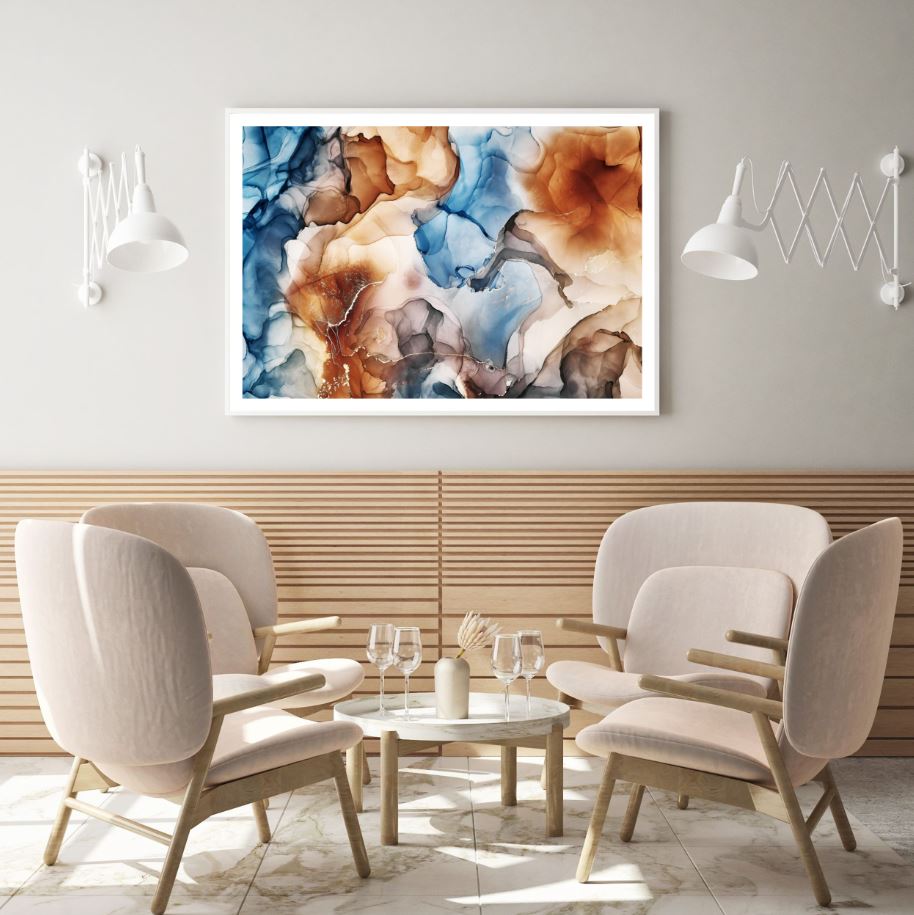 Brown & Blue Abstract Design Home Decor Premium Quality Poster Print Choose Your Sizes