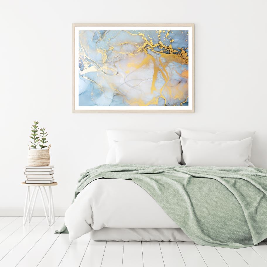Blue & Gold Abstract Design Home Decor Premium Quality Poster Print Choose Your Sizes