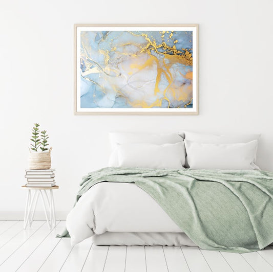 Blue & Gold Abstract Design Home Decor Premium Quality Poster Print Choose Your Sizes