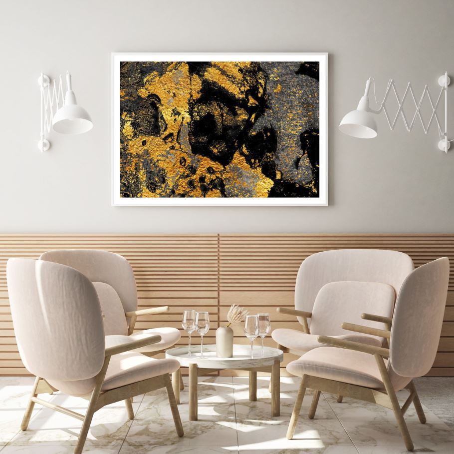 Gold & Black Abstract Design Home Decor Premium Quality Poster Print Choose Your Sizes