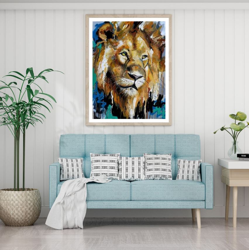 Lion Portrait Watercolor Painting Home Decor Premium Quality Poster Print Choose Your Sizes