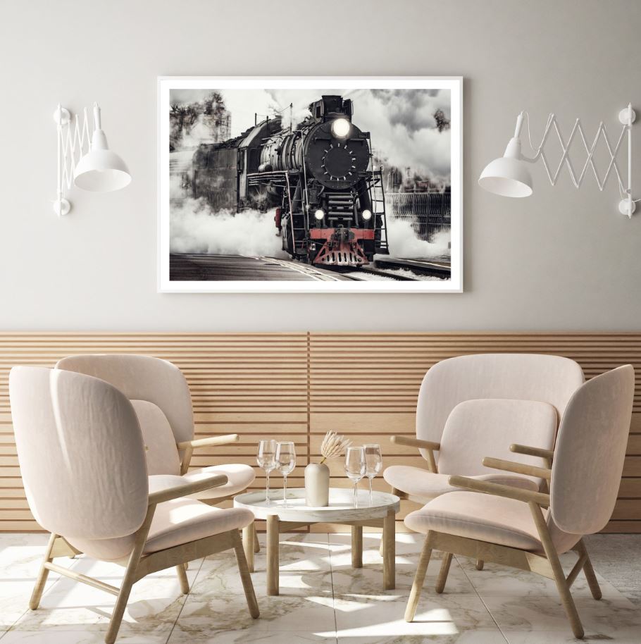 Steam Train with Smoke Photograph Home Decor Premium Quality Poster Print Choose Your Sizes