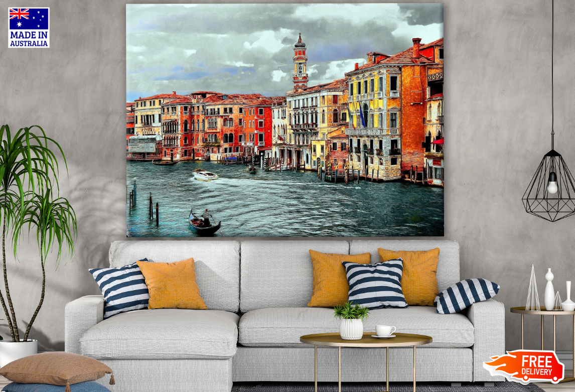 Italy City with Canals Painting Print 100% Australian Made