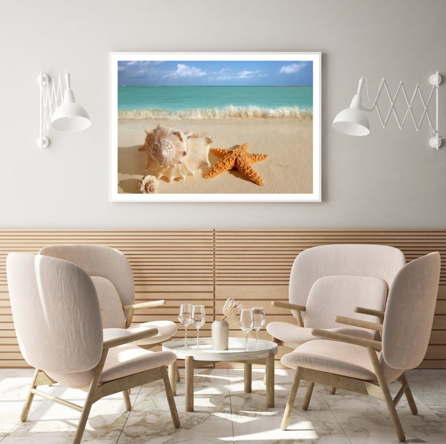 Sea Shells on Sea Shore Scenery Home Decor Premium Quality Poster Print Choose Your Sizes