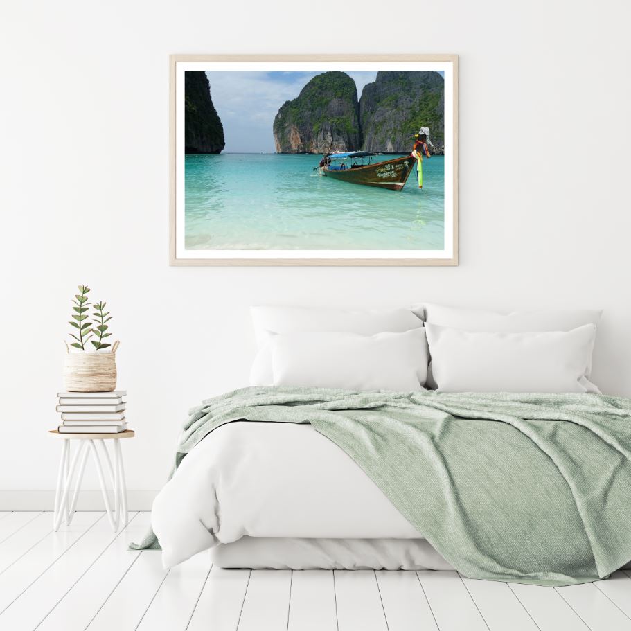 Boat on Sea Scenery Photograph Home Decor Premium Quality Poster Print Choose Your Sizes