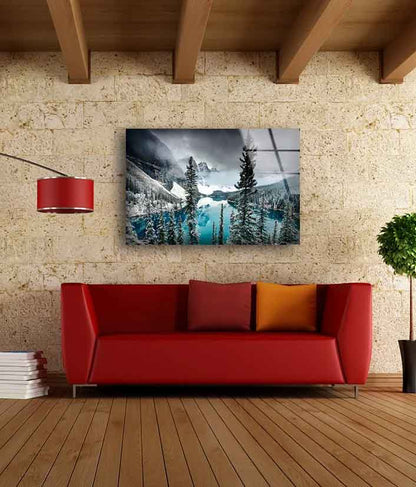 Lake & Snow Covered Mountain Photograph Acrylic Glass Print Tempered Glass Wall Art 100% Made in Australia Ready to Hang