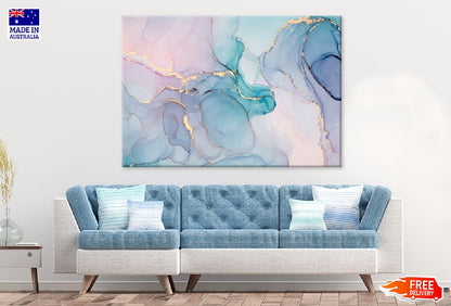 Blue Green & Pink Gold Abstract Design Print 100% Australian Made