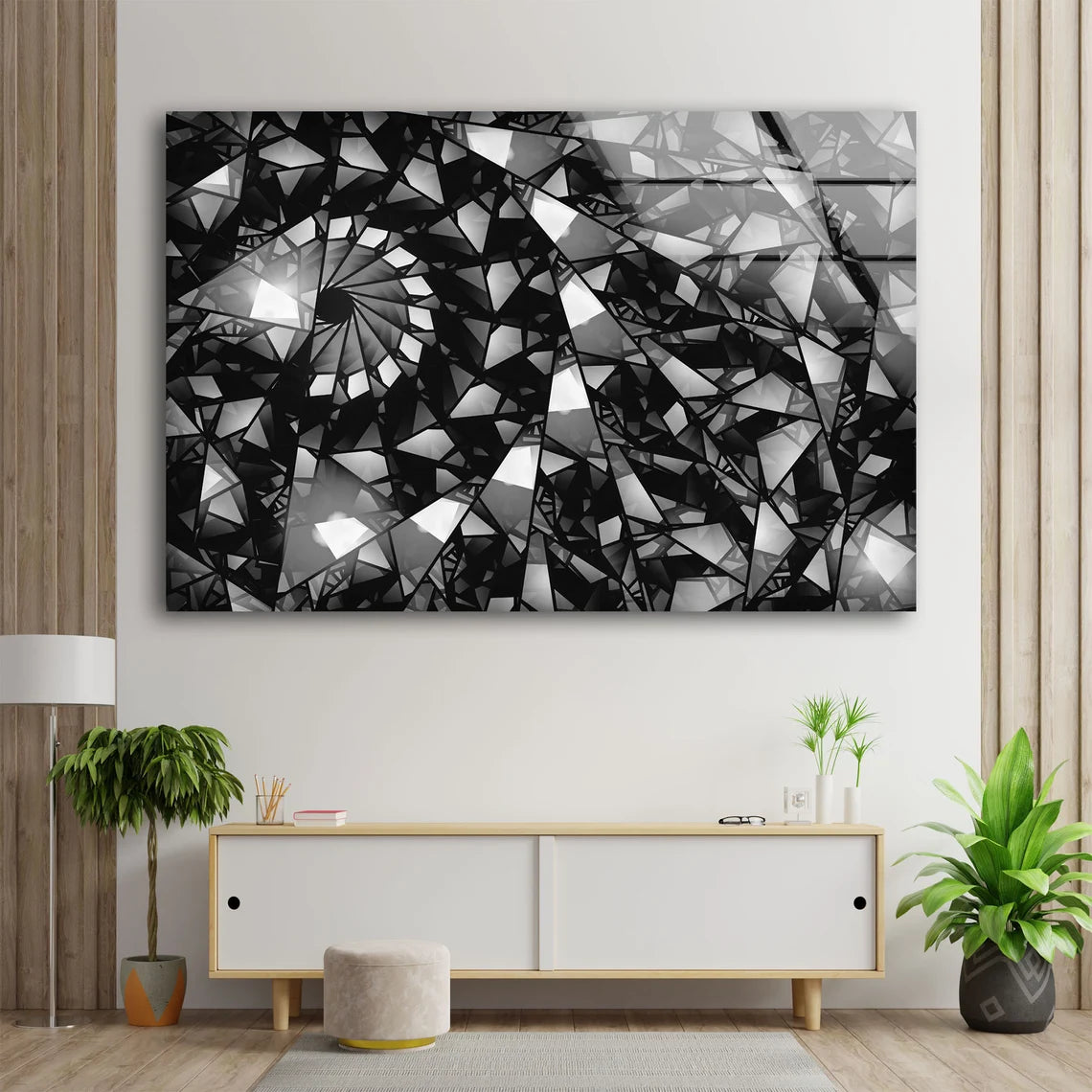 B&W Abstract Art Acrylic Glass Print Tempered Glass Wall Art 100% Made in Australia Ready to Hang