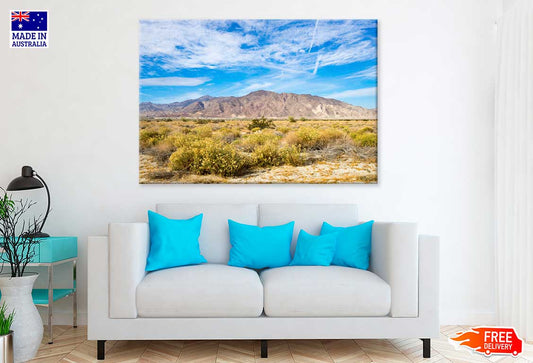 Yellow Grass Field near Mountains Scenery Photograph Print 100% Australian Made